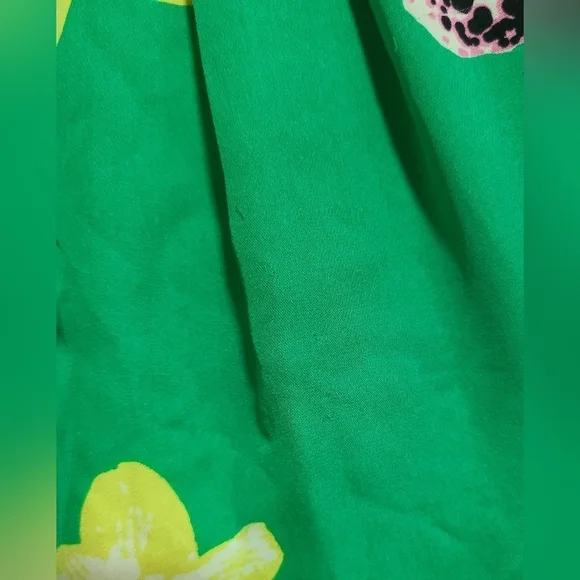 J. Crew 100% Silk Blouse Women's Size 0 Green Floral Short Sleeve Open Back - Picture 8 of 9